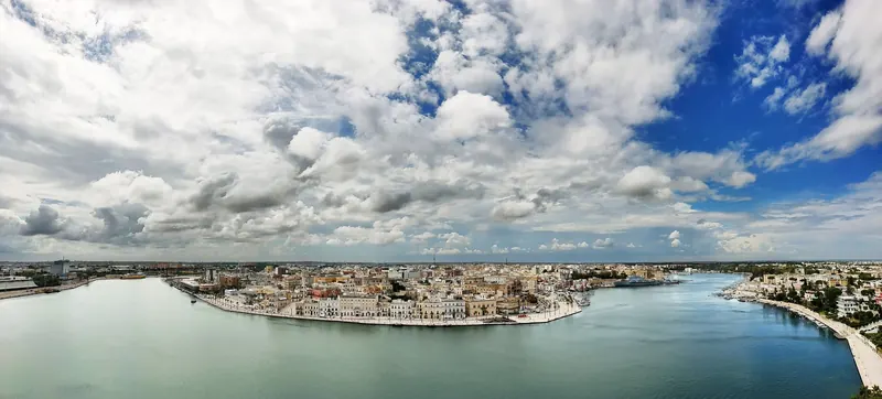 Panorama of Brindisi and its harbour from the water